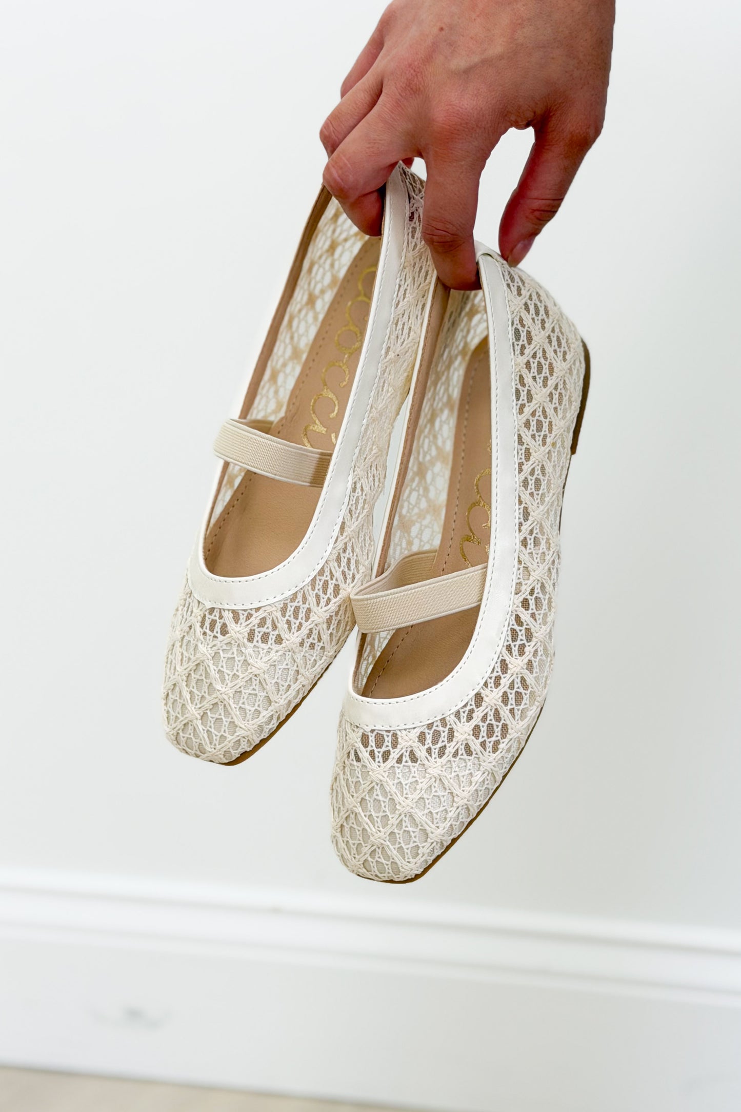Regina Square Toe Flats - Cream