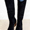 Wilde Tall Western Block Heel Boots - Black Suede