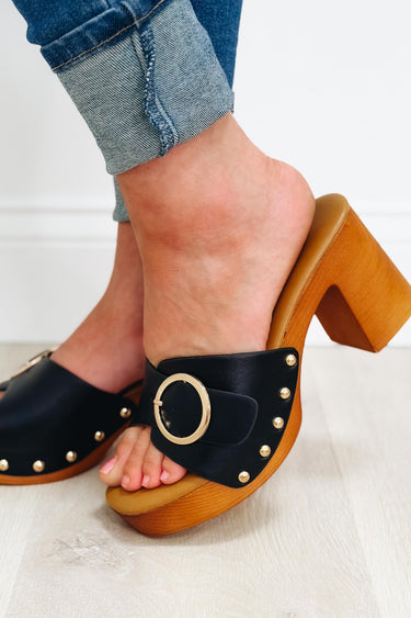 Jungle Buckle Platform Heels - Black
