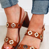 Malia Gold Embellish Block Heels - Tan