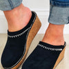 Seeya Cozy Suede Cork Wedge - Black