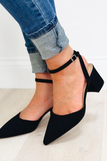 Gabbie Ankle Straps Pumps - Black Patent