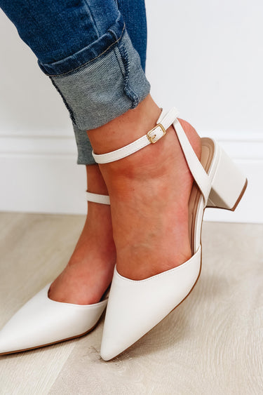 Gabbie Ankle Straps Pumps - Ivory