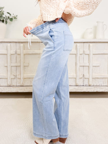 Coast Is Clear By Mica - Wide Leg Jogger Jeans - Light Denim