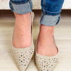 Assert Eyelet Embroidery Pointed Toe Slingback Shoes - Natural Linen