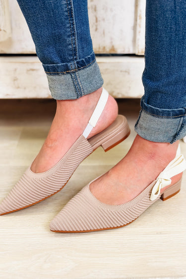 Serenity Bow Slingback Strap Flats - Mauve