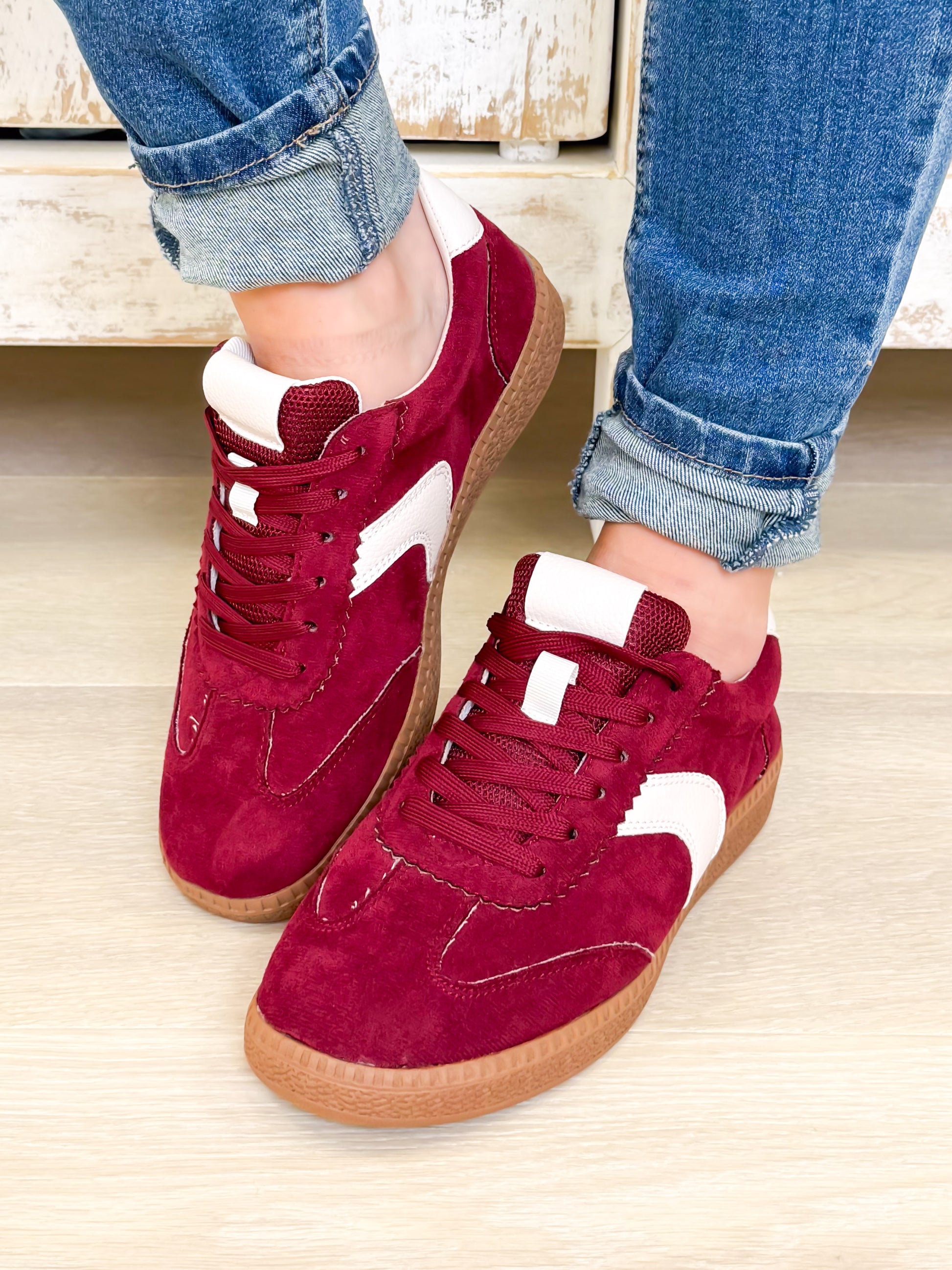 Corky's Spoiler Alert Sneakers - Wine Faux Suede
