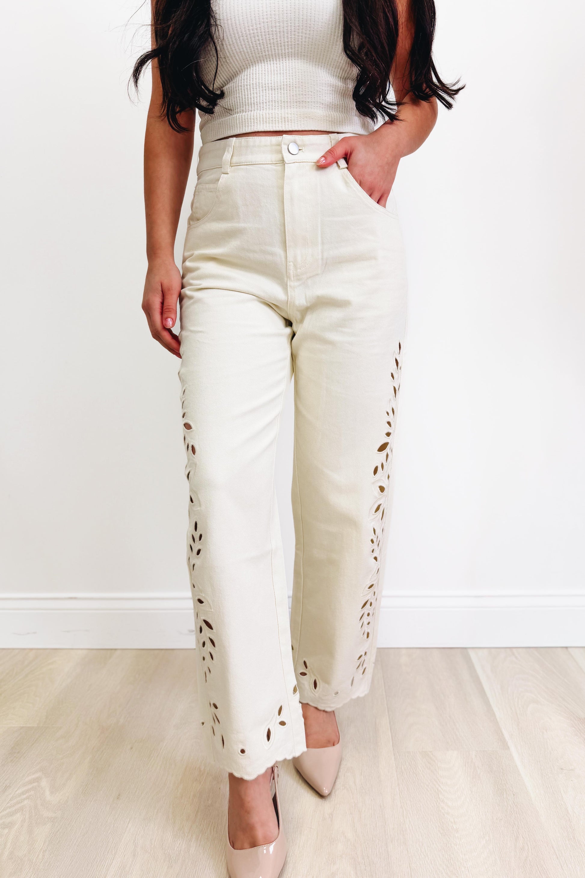 Greater Plan By Mystree - Floral Straight Leg Jeans - 2 Colors!