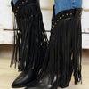 Cattle Fringe Western Boots - Black