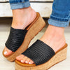 Earnest Braided Cork Platform Sandals - Black