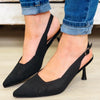 Viva Mesh Slingback Kitten Heels - Black