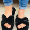 Comfy Furry Slide Sandals - Black