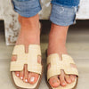 Elio Square Toe Sandals - Beige Raffia