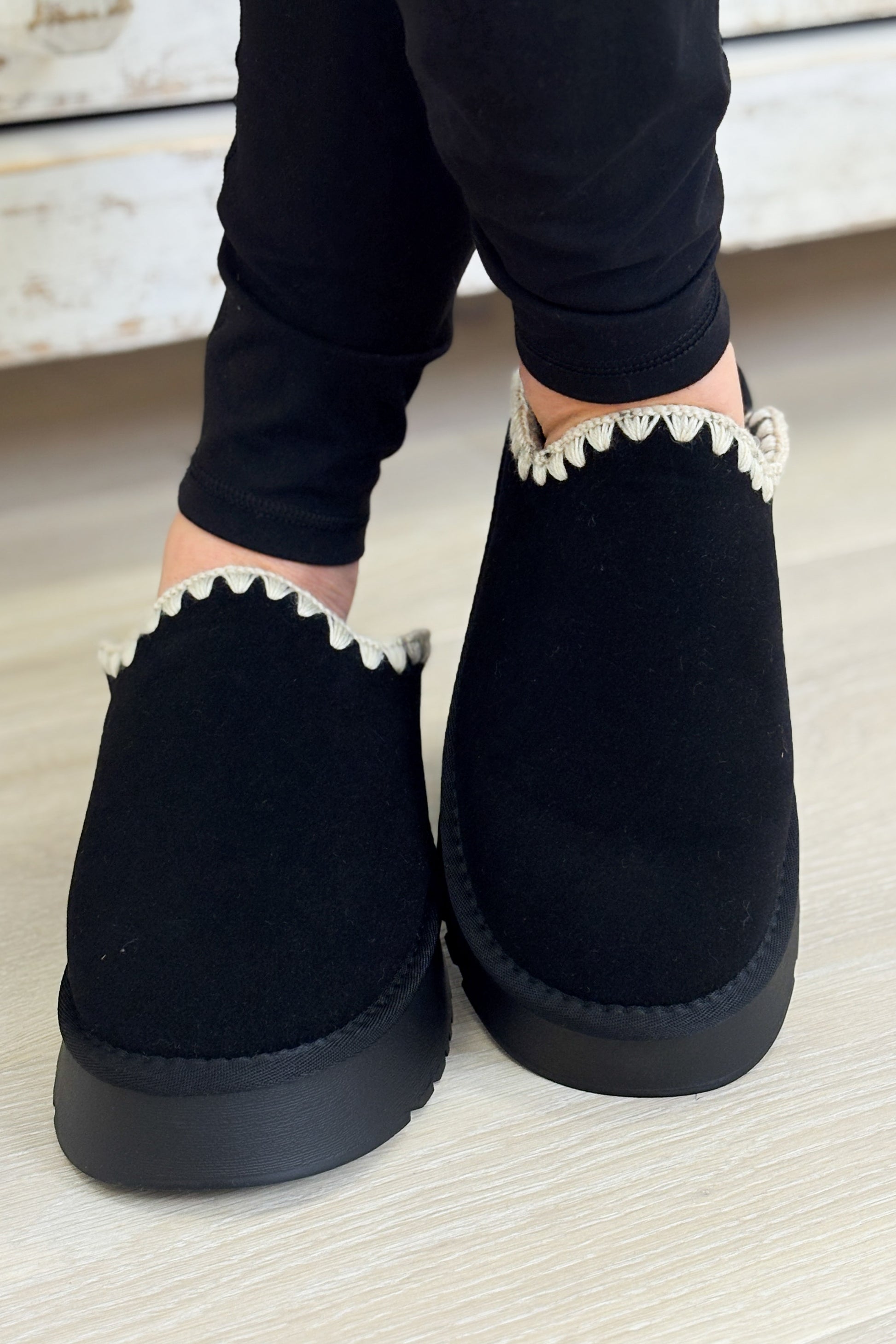 Biscotti Sherpa Platform Slip Ons - Black