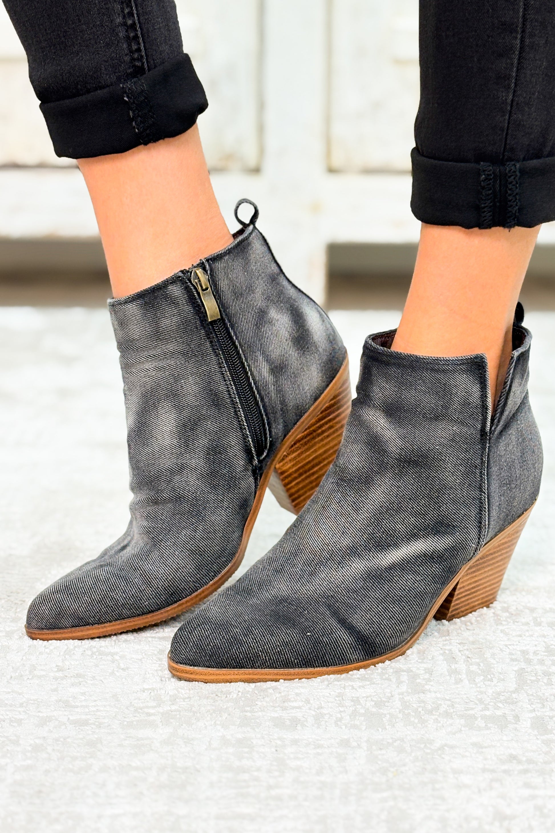 Corky's Gimme Sugar Booties - Washed Dark Blue Denim