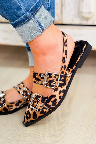 The Addison Double Buckle Flats - Leopard