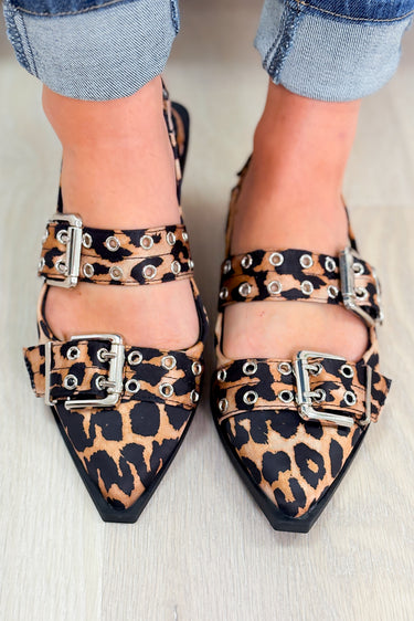 The Addison Double Buckle Flats - Leopard