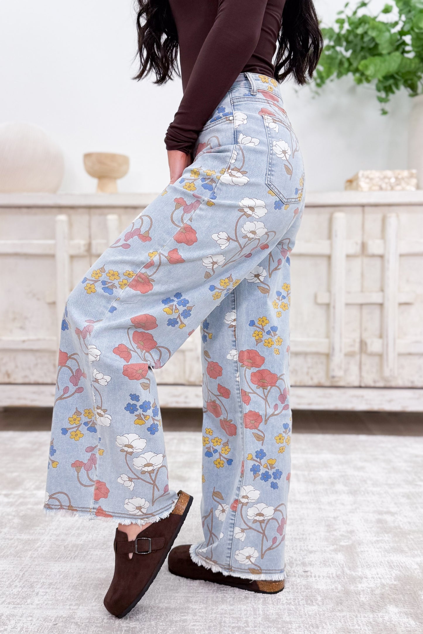 Bloomed With Love Straight Fit Jeans - Washed Denim