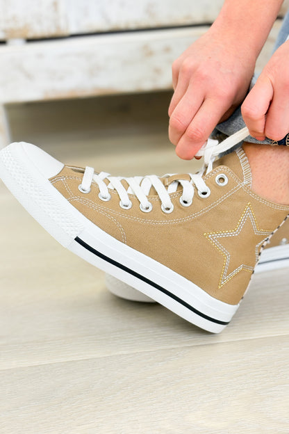 Celia Star Embroidered Sneakers - Mocha