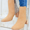 Jennifer Two Tone Semi Square Toe Ankle Boots - Camel Python