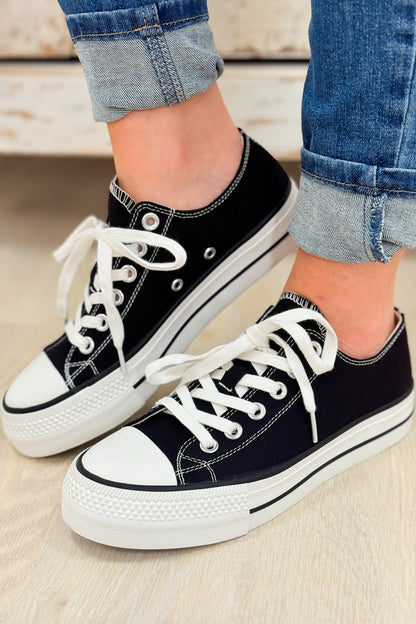 Lizzy Semi Platform Low Sneakers - Black