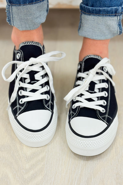 Lizzy Semi Platform Low Sneakers - Black