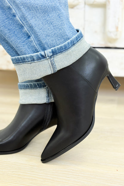 Cabernet Kitten Heel Ankle Booties - Black