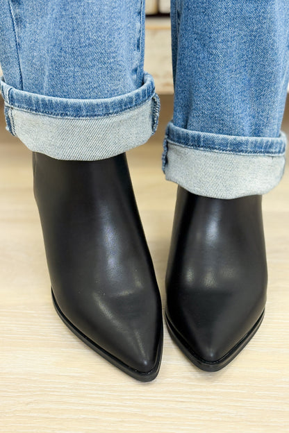Cabernet Kitten Heel Ankle Booties - Black