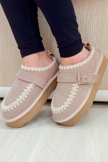 Vintage Havana Close Slip On Platform Shoes - Grey Suede