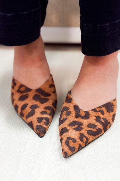 Adina Pointed Toe Mule Heels - Leopard