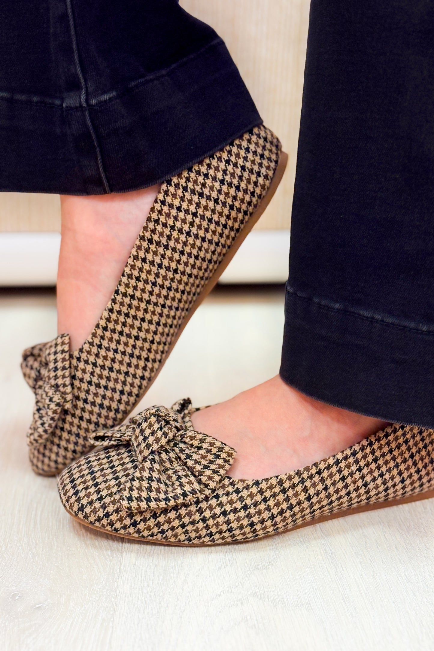 Corky's Sugar Rush Flats - Black Tan Houndstooth