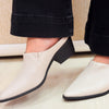 Gina Pointed Black Heel Mules - Bone
