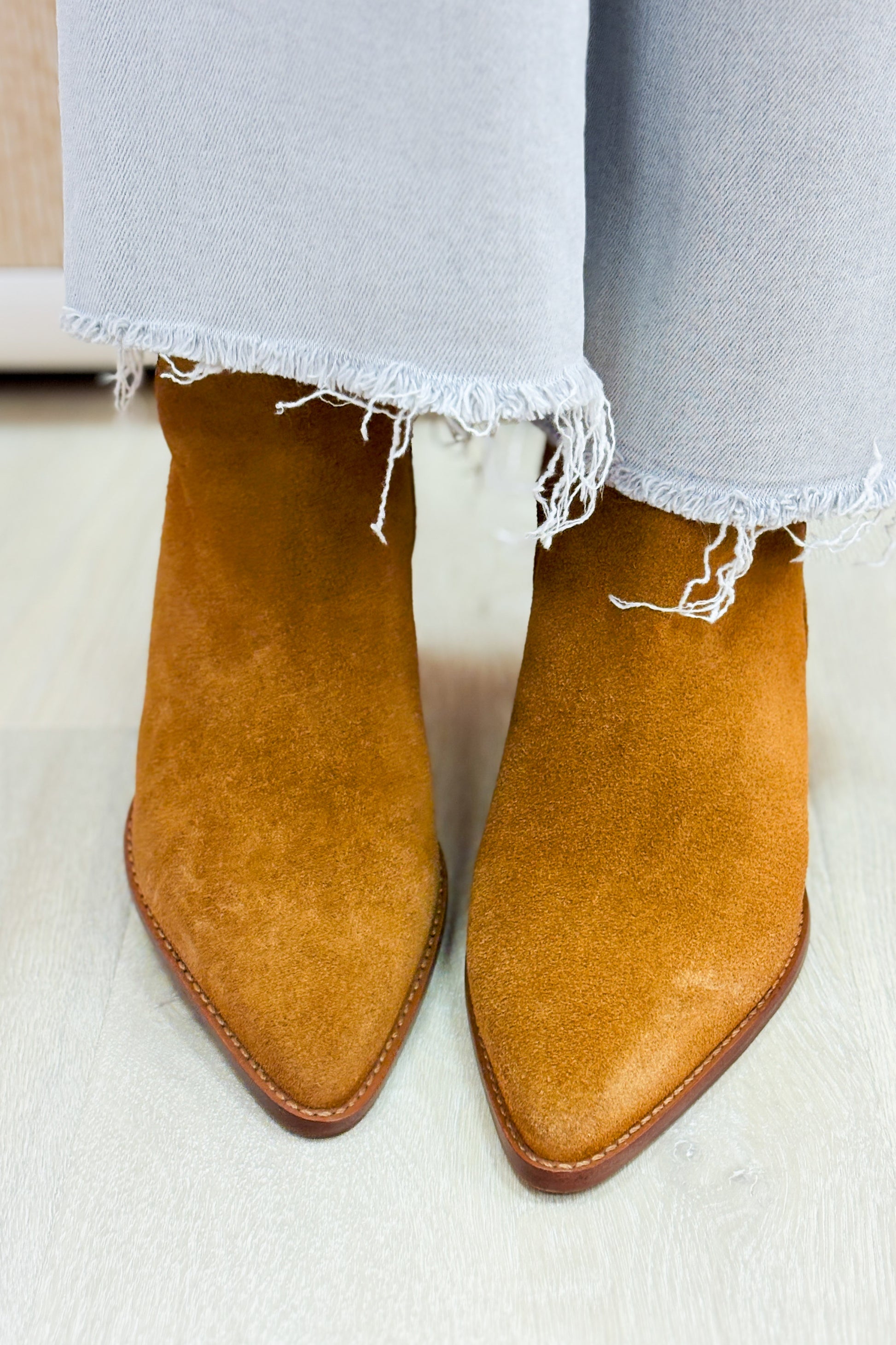 Caty Anklet Booties - Fawn Suede