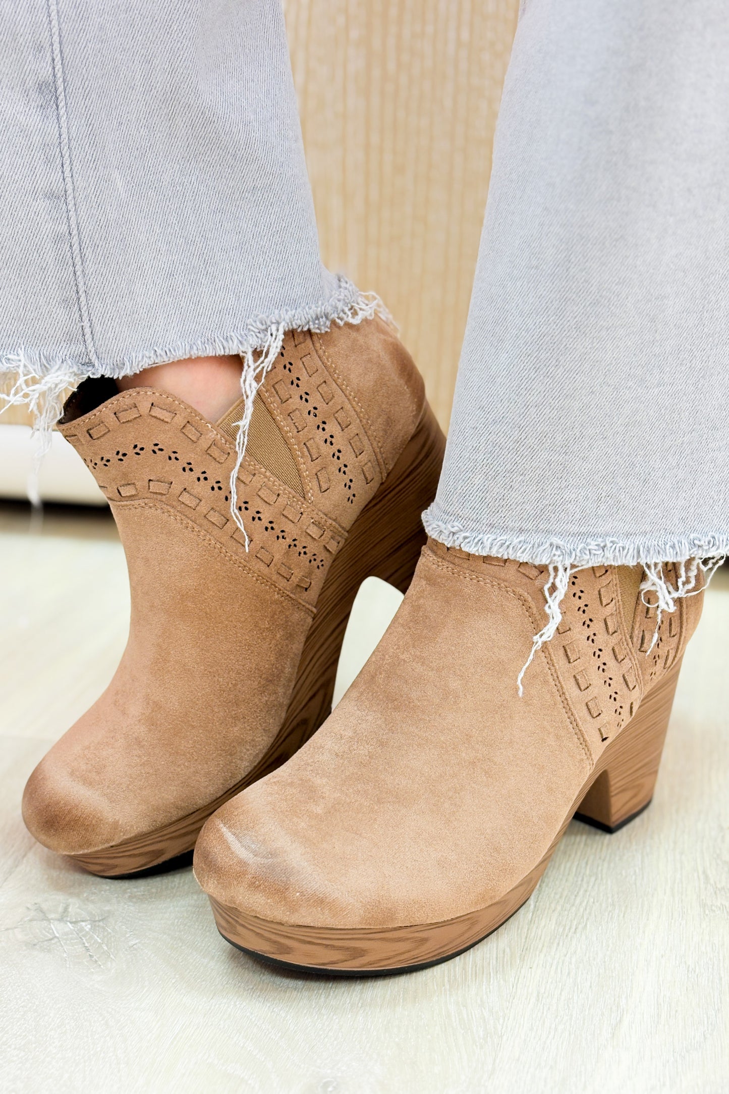 Pam Heeled Booties - Taupe
