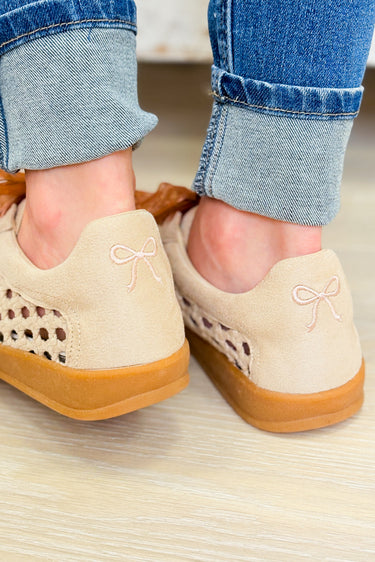 Giselle Suede Woven Sneakers - Beige
