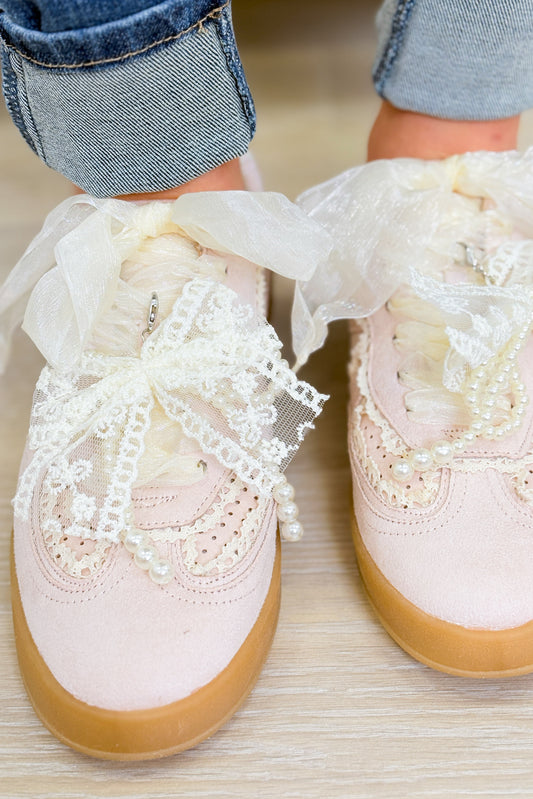 Eleanor Lace Trim Sneakers - Pink