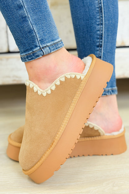 Biscotti Sherpa Platform Slip Ons - Camel