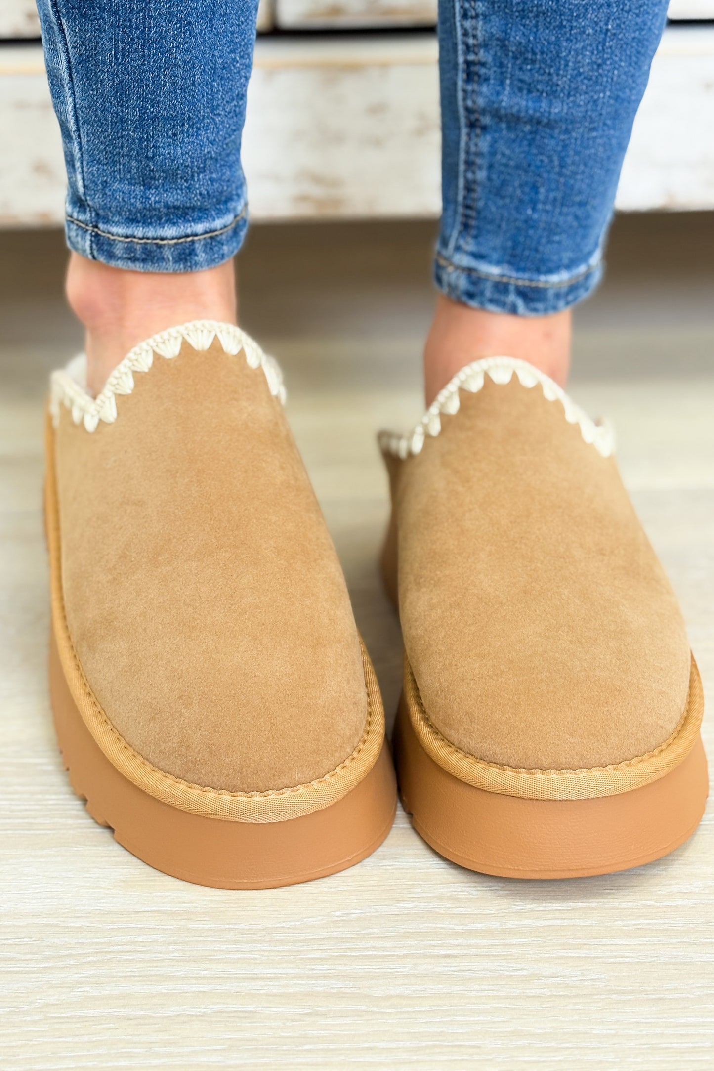 Biscotti Sherpa Platform Slip Ons - Camel