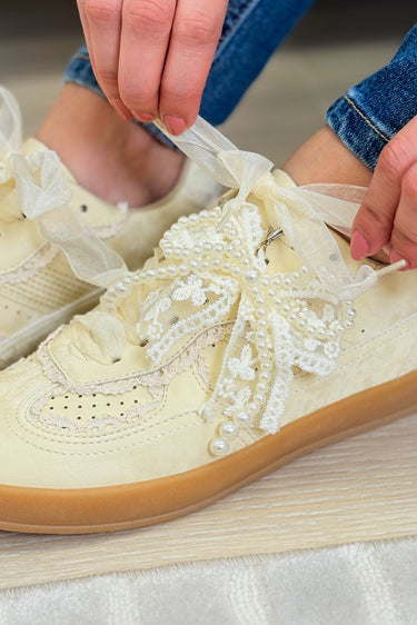 Eleanor Lace Trim Sneakers - Yellow