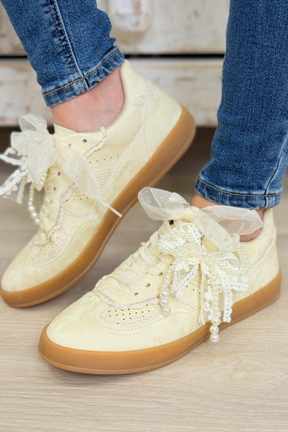 Eleanor Lace Trim Sneakers - Yellow