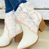 MIA Whitley Western Floral Booties - Off White Floral