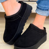 Inspired Solid Slip On Platform Shoes - Black