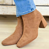 Cachet Suede Block Heel Ankle Booties - Taupe