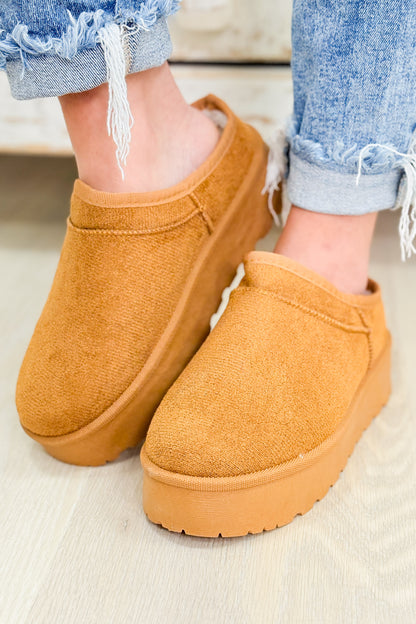 Inspired Solid Slip On Platform Shoes - Tan