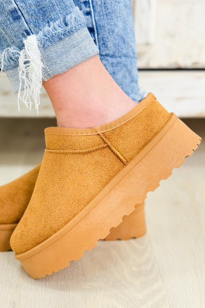 Inspired Solid Slip On Platform Shoes - Tan