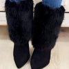 Sharen Fur Pointed Toe Heels - Black