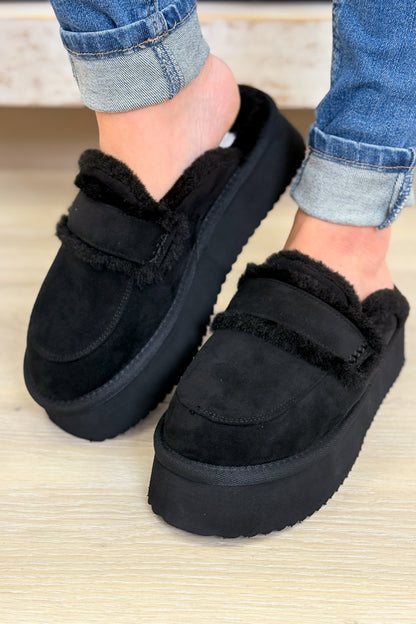 Corky's Veg Out Slides - Black Faux Suede