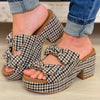 Corky's Put A Bow On It Sandals - Black Tan Houndstooth