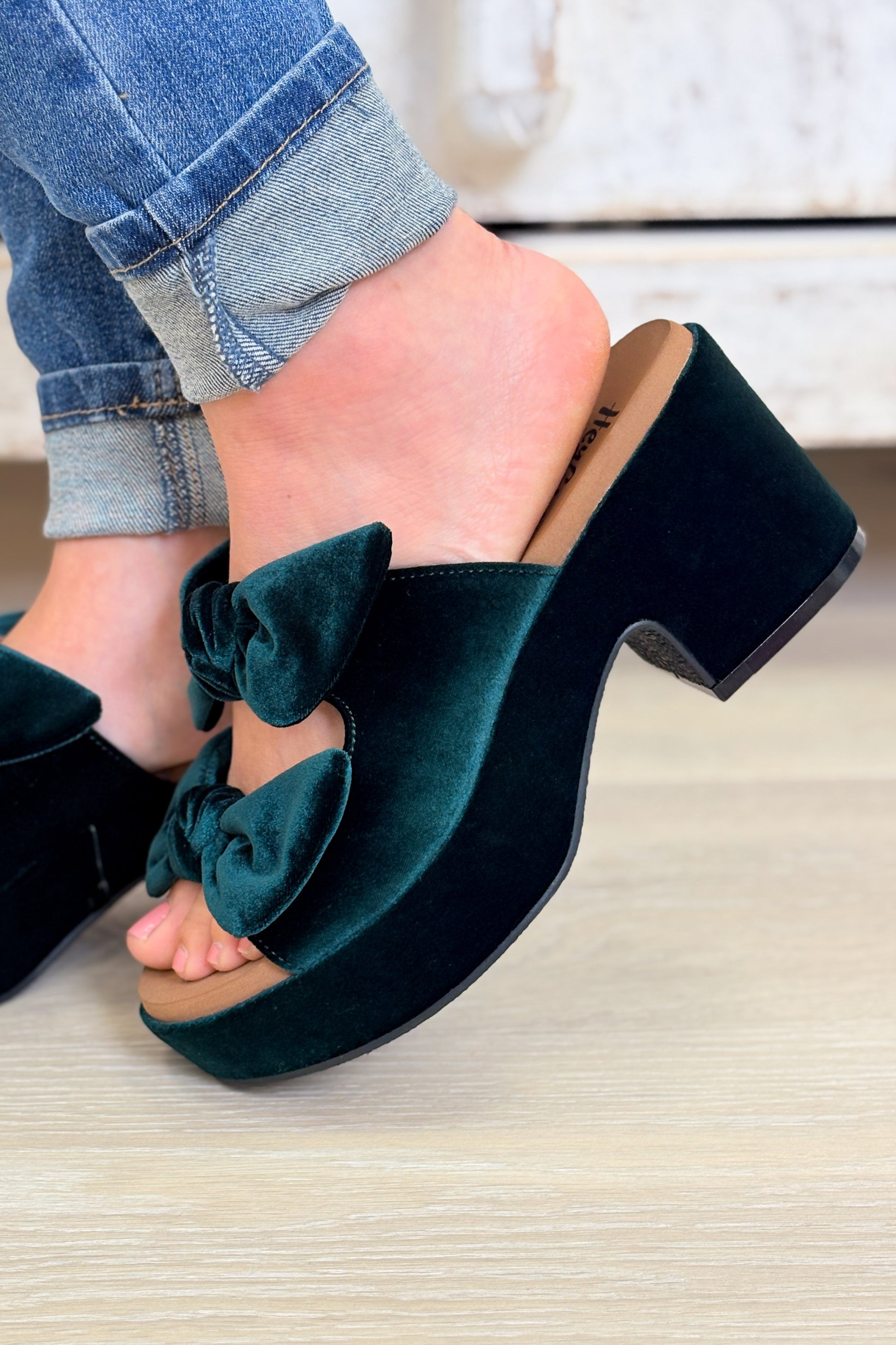 Corky's Put A Bow On It Sandals - Evergreen Velvet