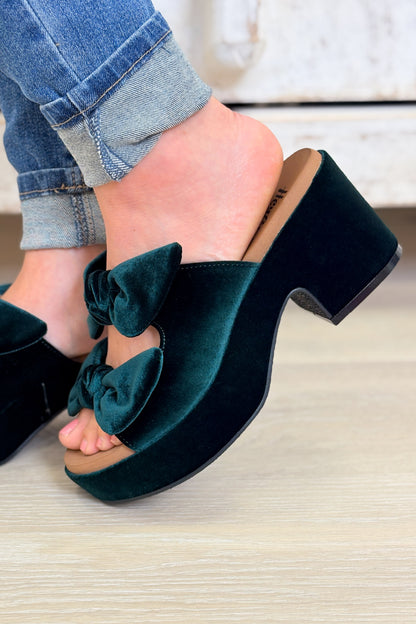 Corky's Put A Bow On It Sandals - Evergreen Velvet